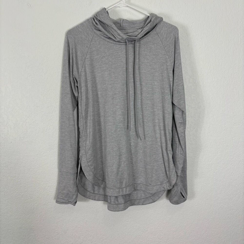 Athleta Heathered Grey Hooded Pullover Long Sleeve Top Medium